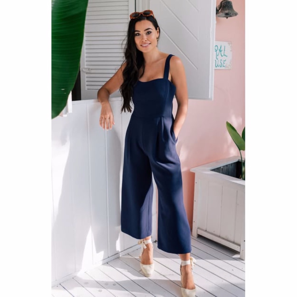 NWT Gal Meets Glam Navy Nicole Jumpsuit 4